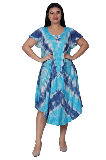 Tie Dye Cap Sleeve Dress 482207SLV - Advance Apparels Inc