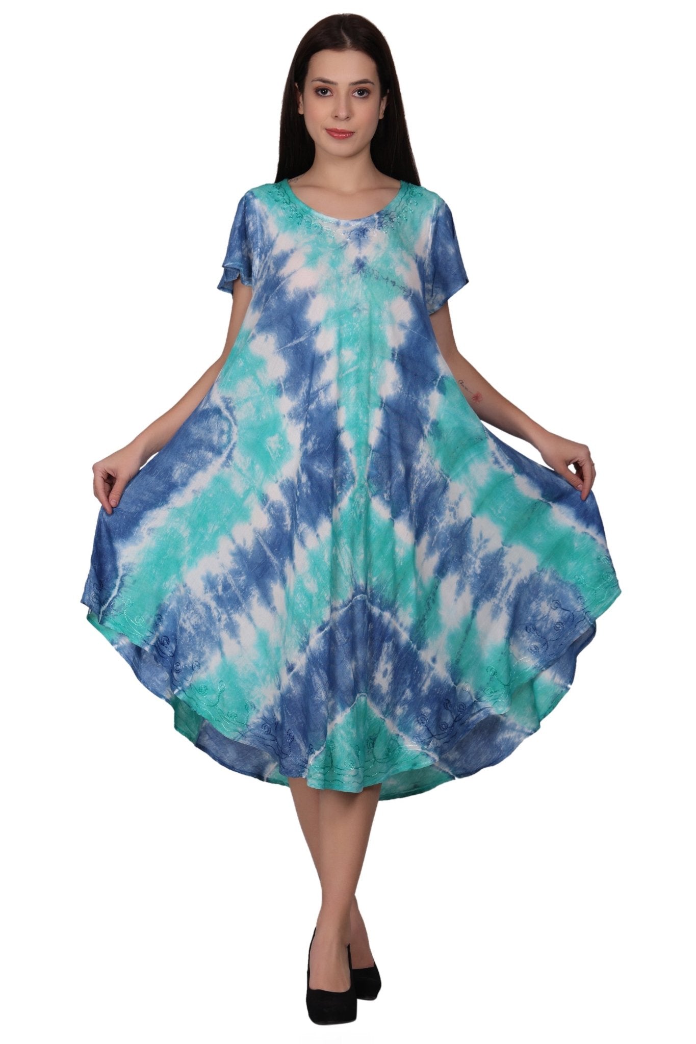 Tie Dye Cap Sleeve Dress 482207SLV - Advance Apparels Inc