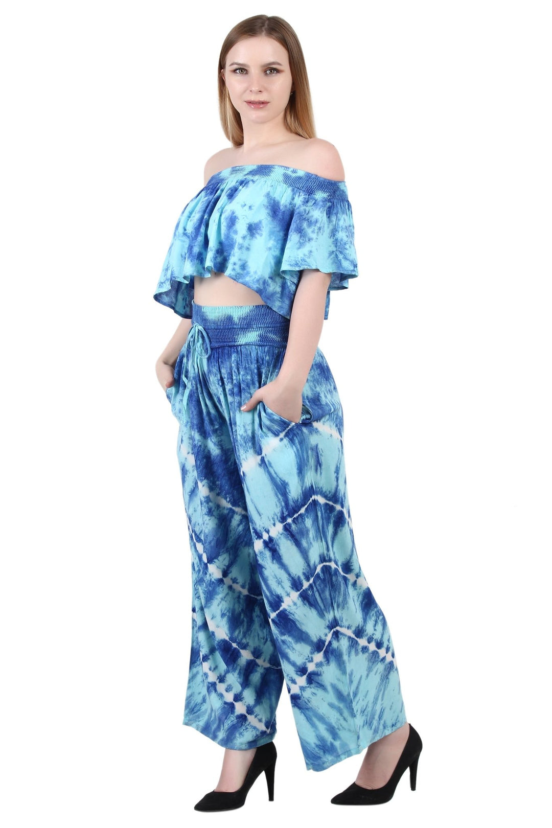 Tie Dye Off Shoulder Top & Pant Set WS-7010 - Advance Apparels Inc