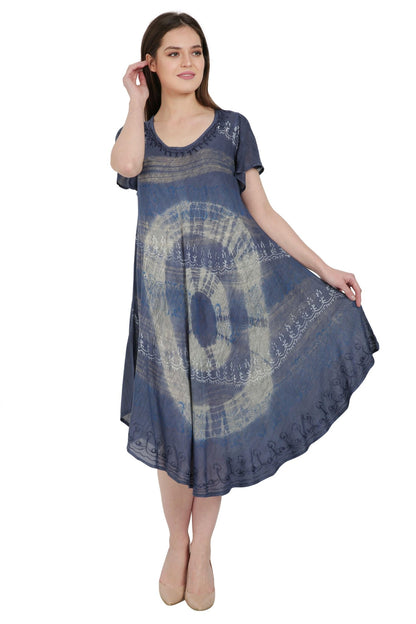 Traditional Batik + Tie Dye Umbrella Dress UDS48-2407 - Advance Apparels Inc