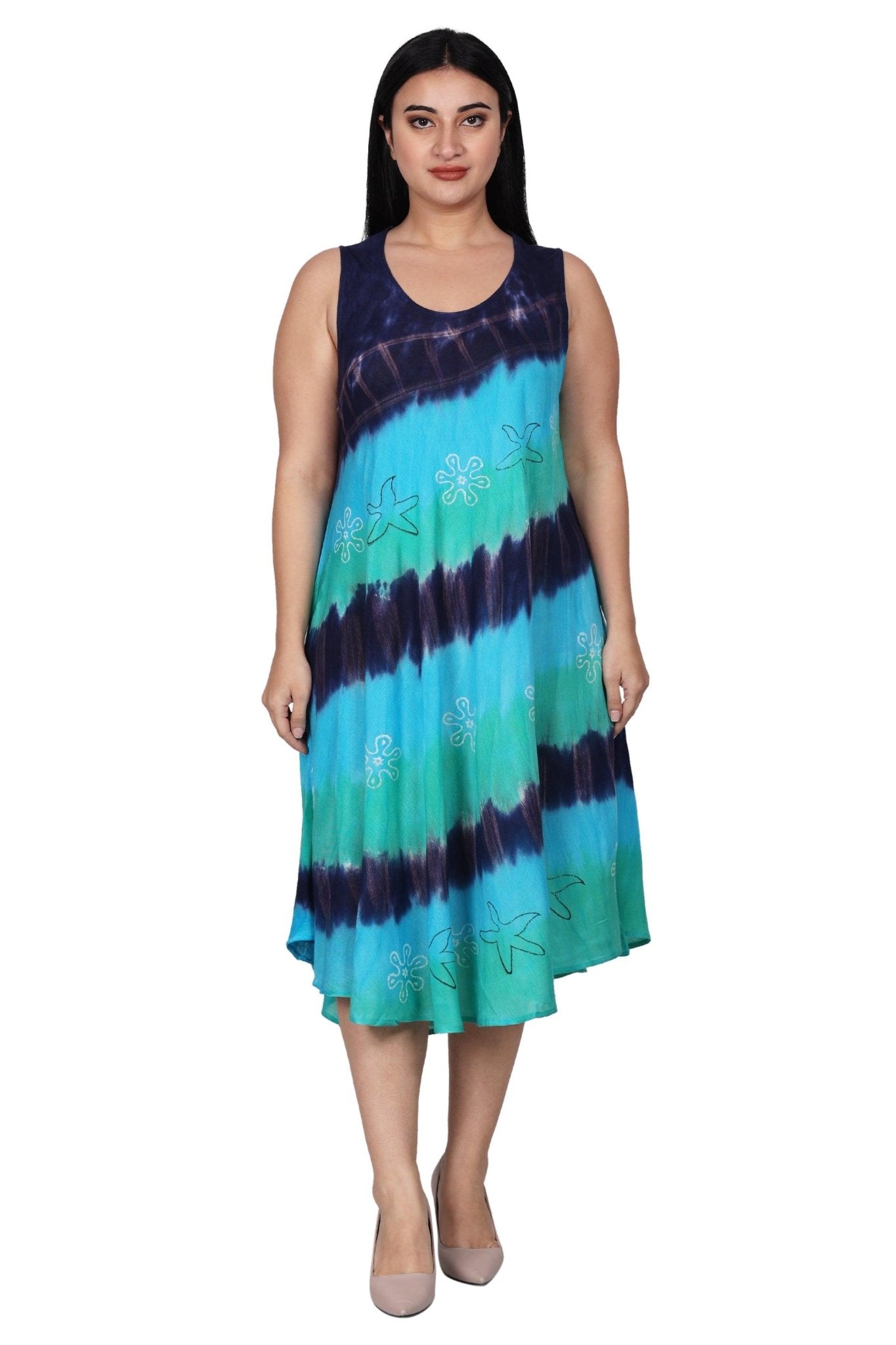 Tri-Color Tie Dye Dress 422213RR - Advance Apparels Inc