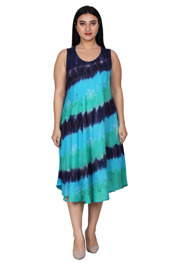 Tri-Color Tie Dye Dress 422213RR - Advance Apparels Inc