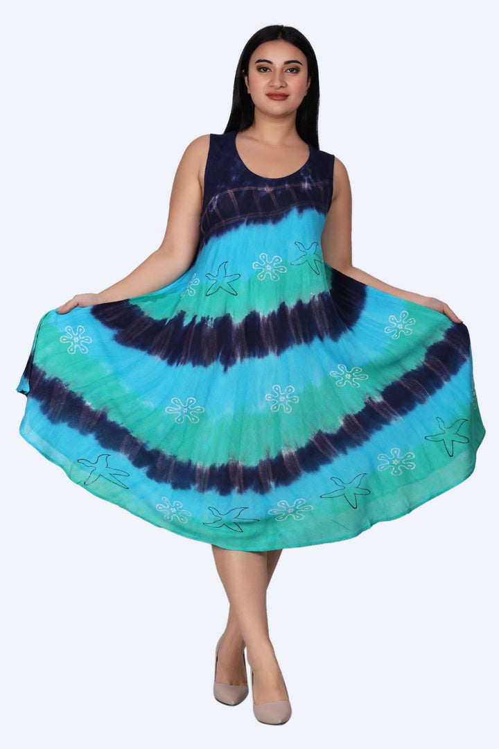 Tri-Color Tie Dye Dress 422213RR - Advance Apparels Inc