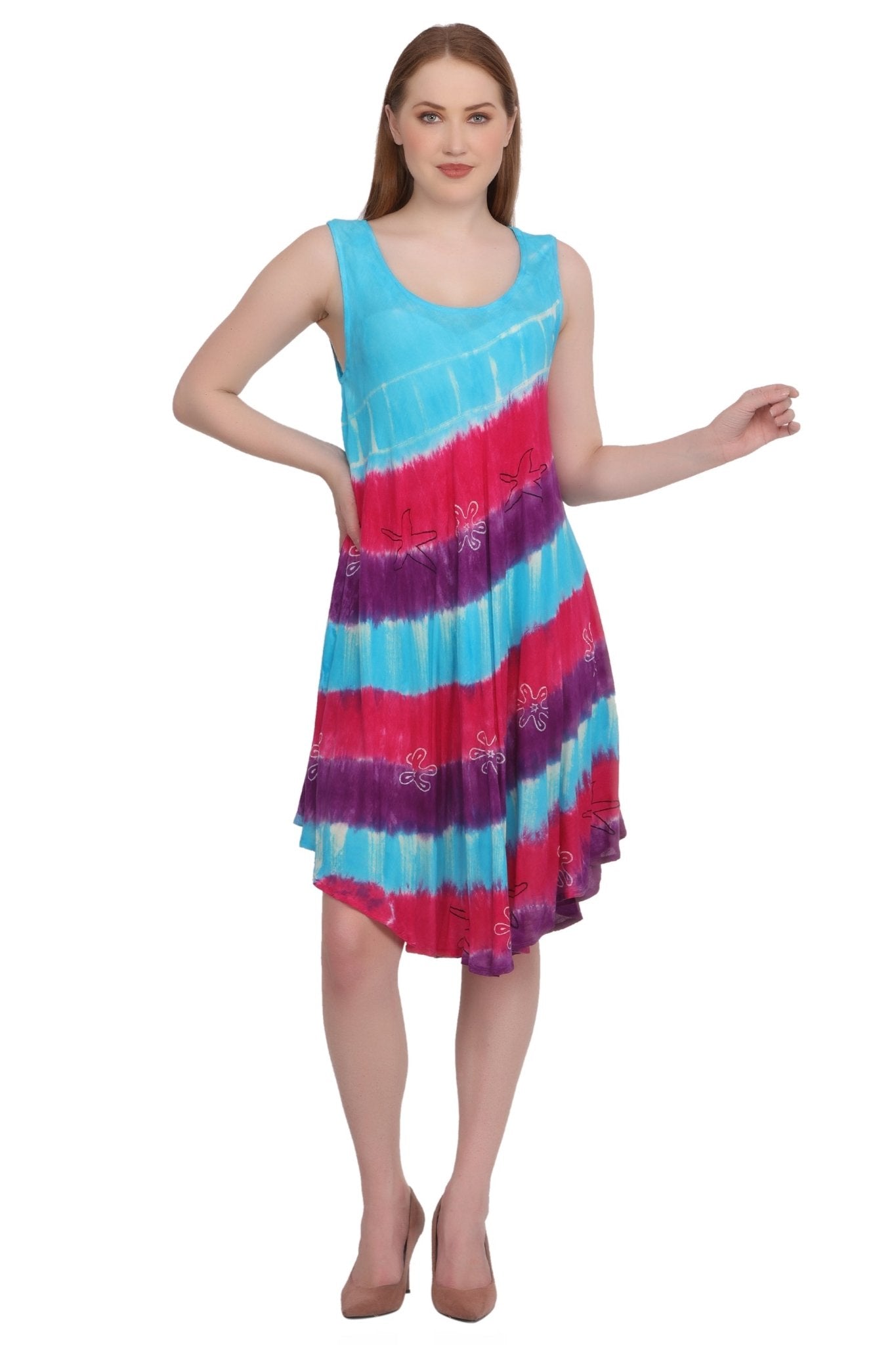 Tri-Color Tie Dye Dress 422213RR - Advance Apparels Inc