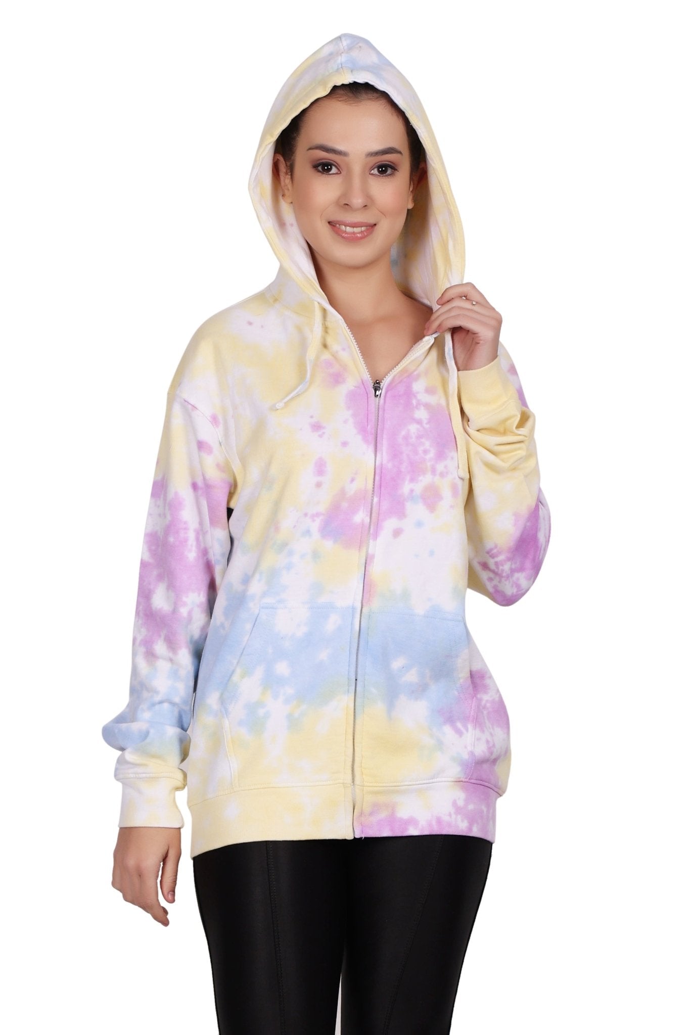 Unisex Zip Up Tie Dye Hoodie Comfortable Activewear 9604 - Advance Apparels Inc