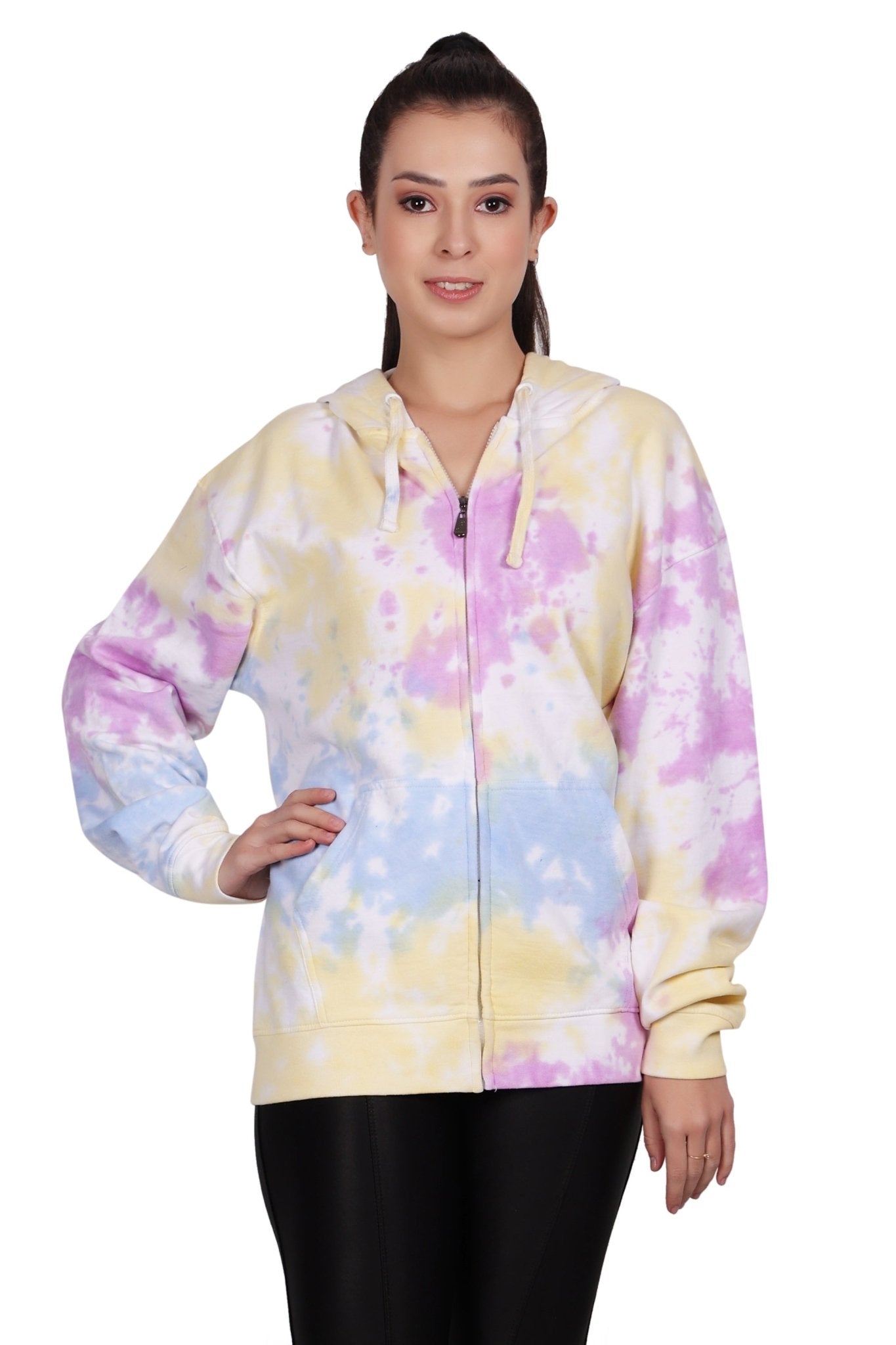 Unisex Zip Up Tie Dye Hoodie Comfortable Activewear 9604 - Advance Apparels Inc