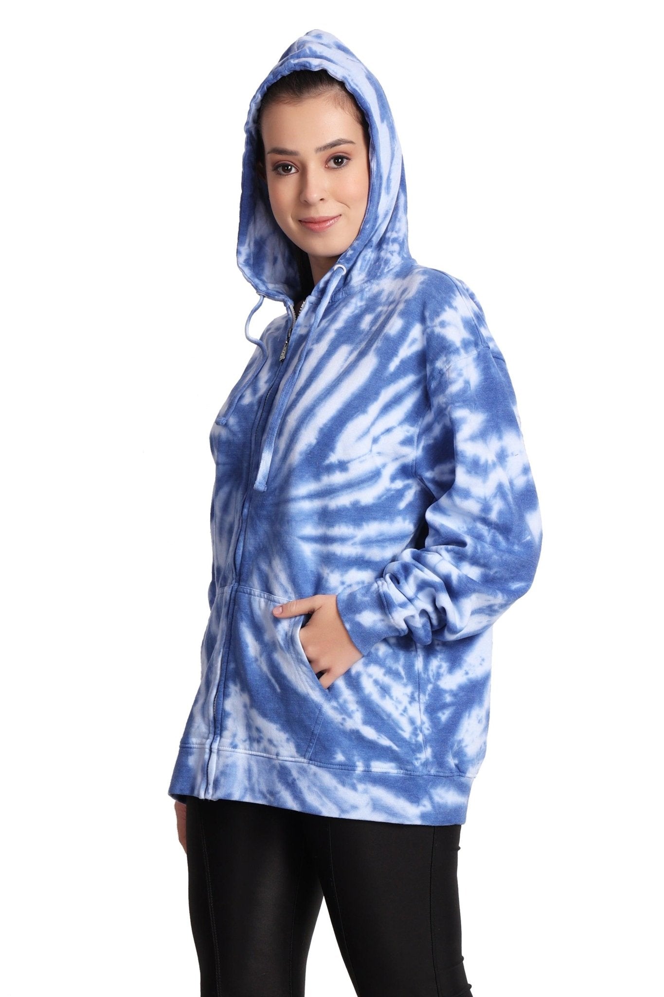 Unisex Zip Up Tie Dye Hoodie Comfortable Activewear 9605 - Advance Apparels Inc