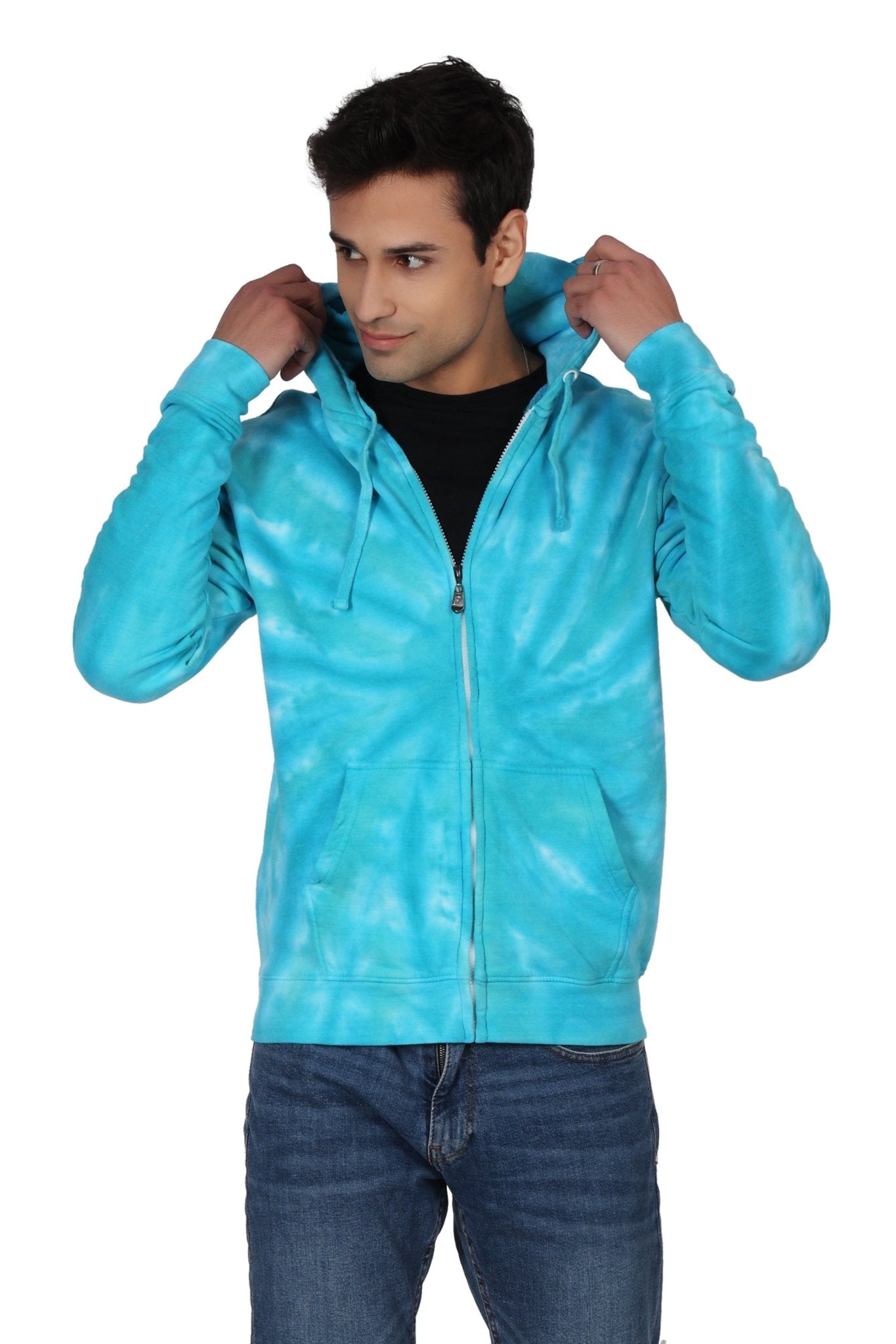 Unisex Zip Up Tie Dye Hoodie Comfortable Activewear 9605 - Advance Apparels Inc