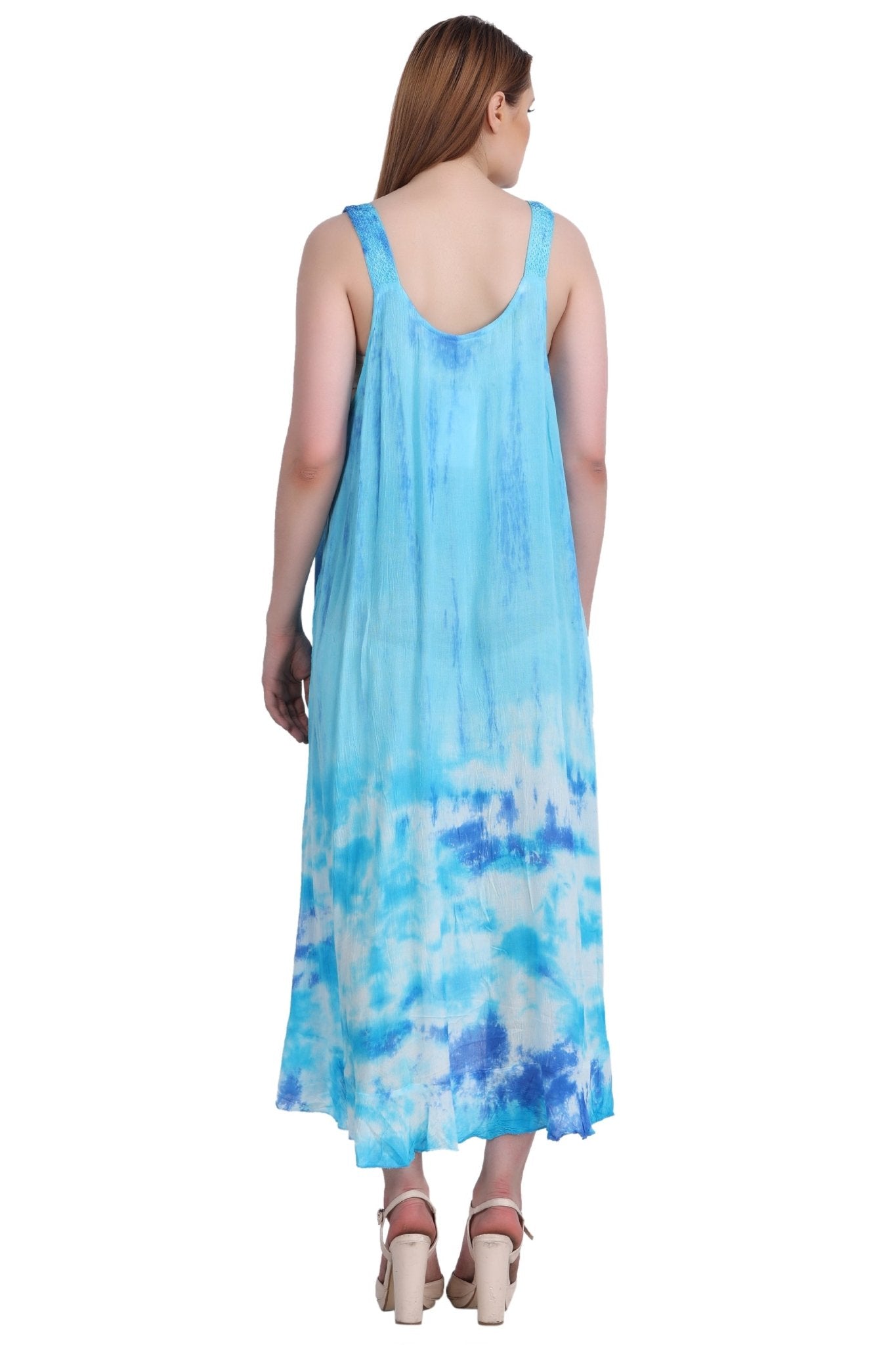 V-Neck Tie Dye Beach Dress w/ Pockets 482195CCT - Advance Apparels Inc