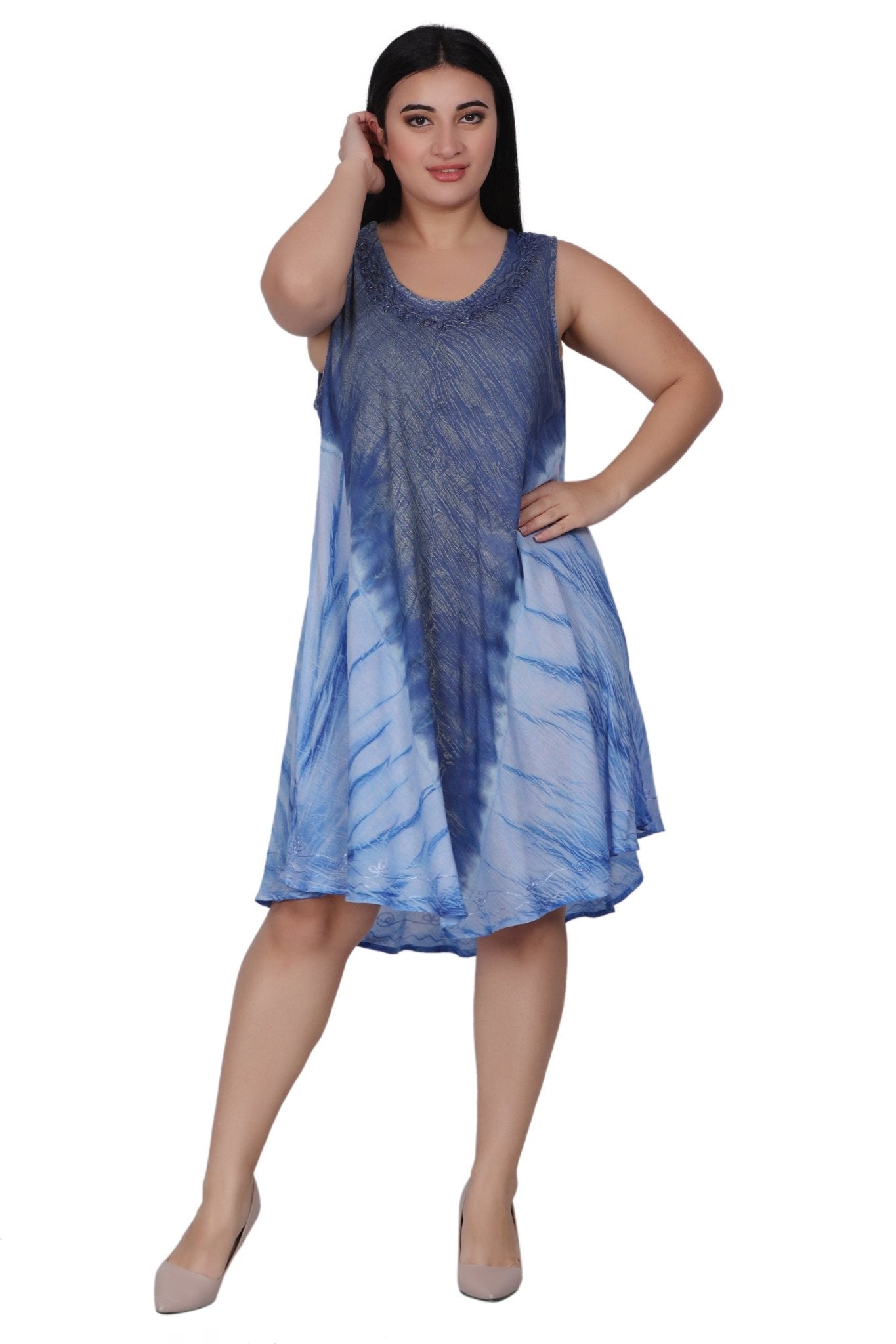 V-Shaped Tie Dye Beach Dress 362167R - Advance Apparels Inc