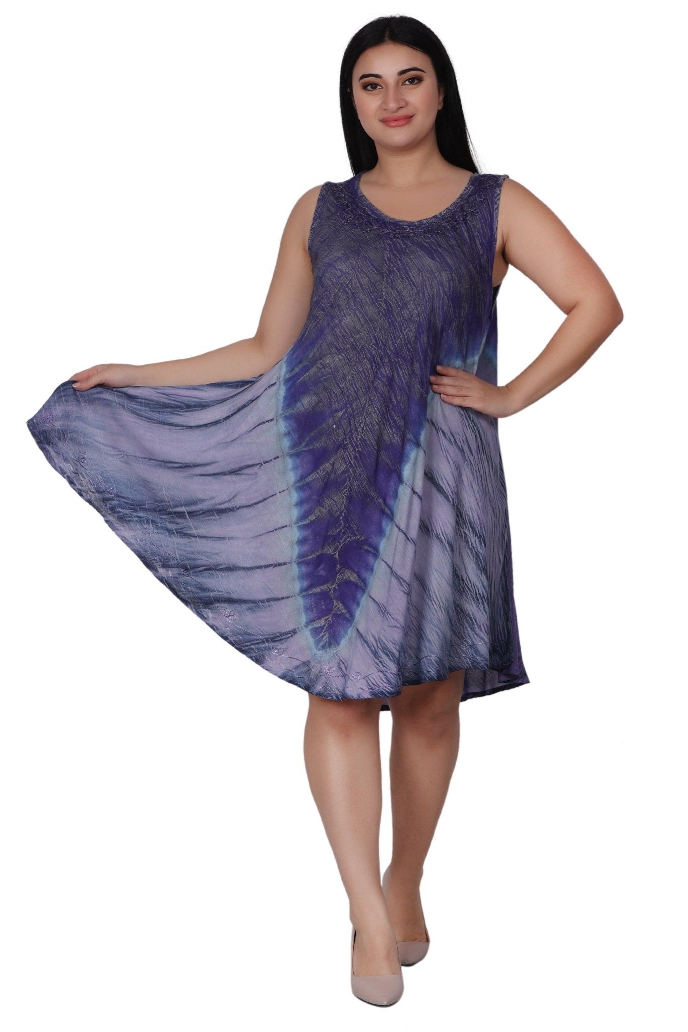 V-Shaped Tie Dye Beach Dress 362167R - Advance Apparels Inc