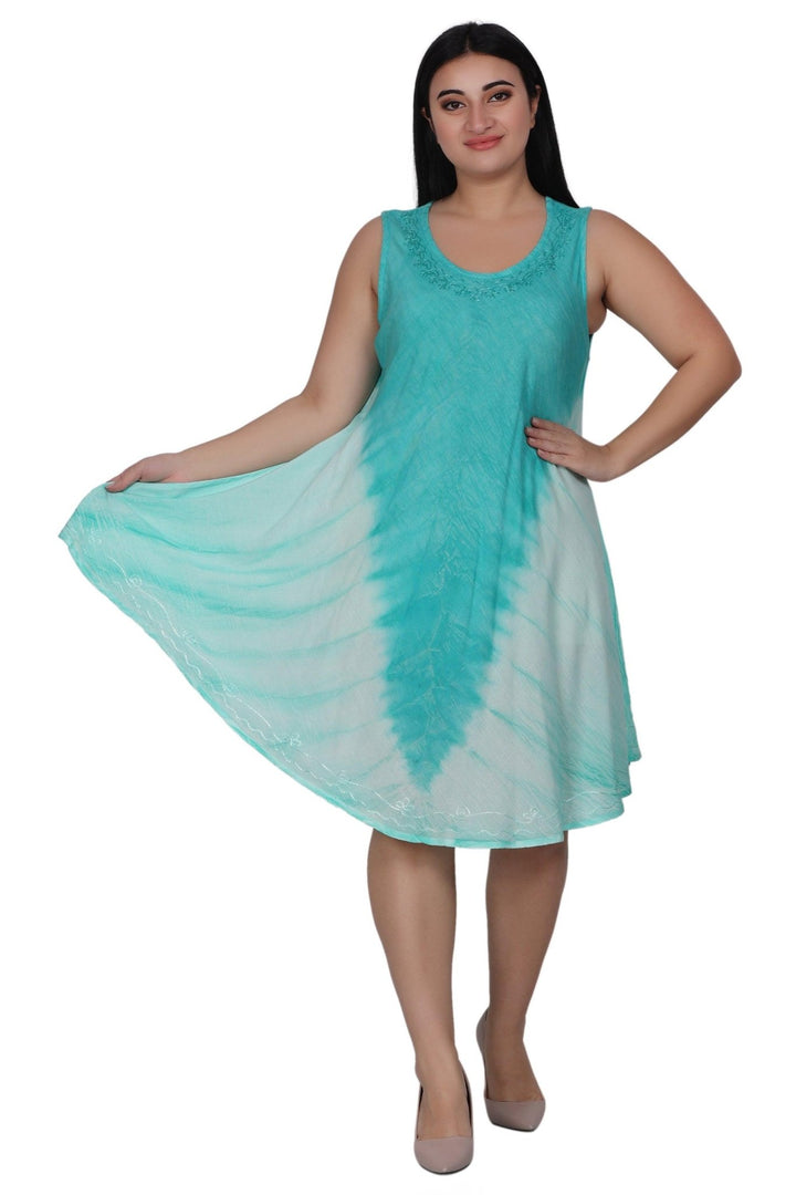 V-Shaped Tie Dye Beach Dress 362167R - Advance Apparels Inc