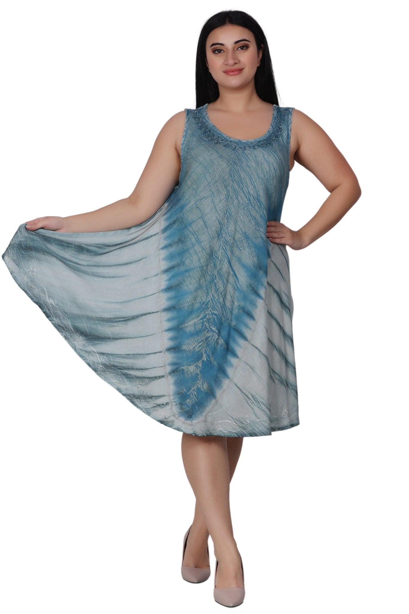 V-Shaped Tie Dye Beach Dress 362167R - Advance Apparels Inc