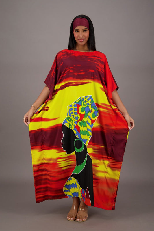 Vibrant Sunset African Print Kaftan KAF-42201 - Advance Apparels Inc