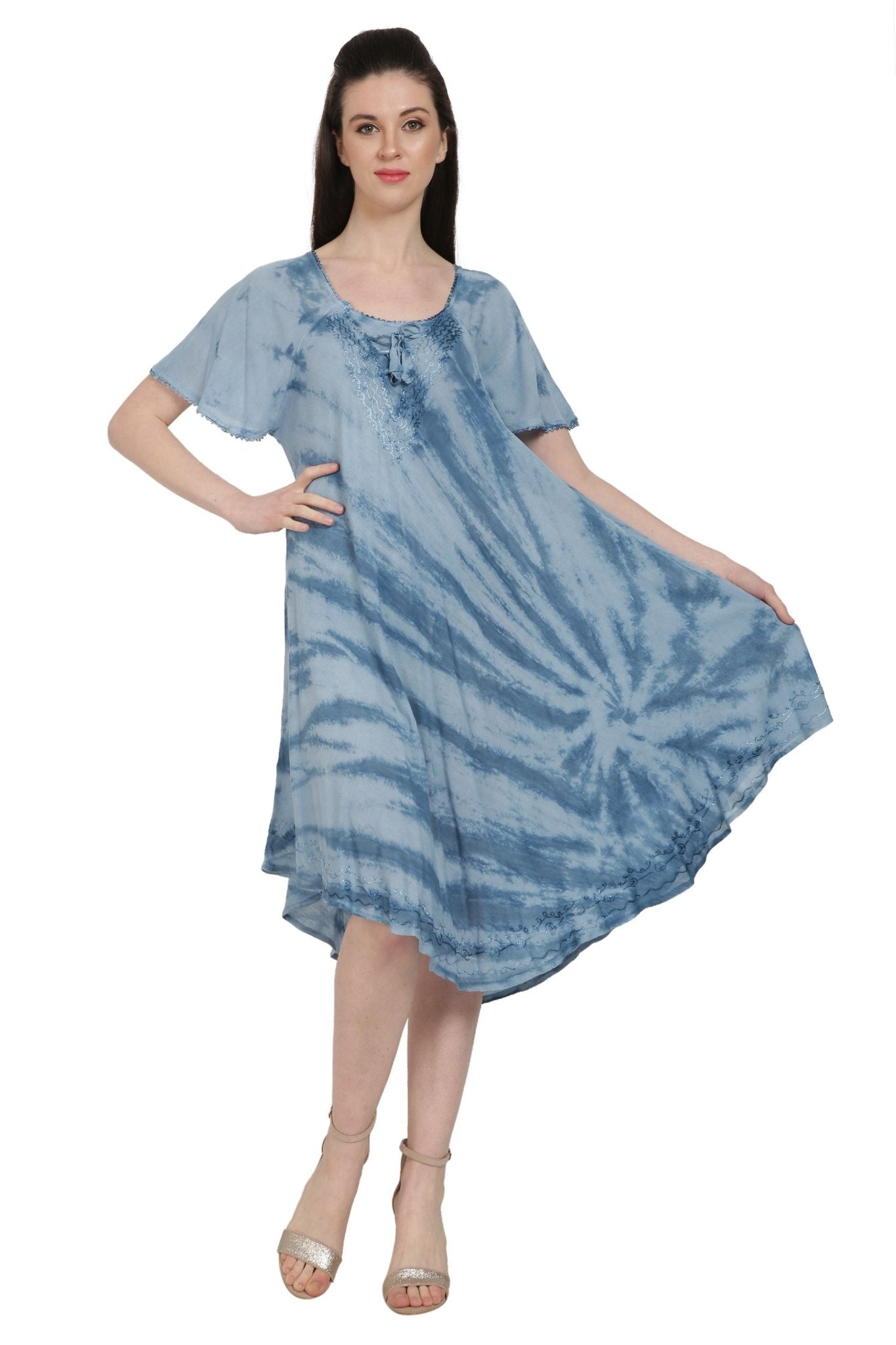 Waikiki Tie Dye Umbrella Dress w/ Sleeves UDS48-2403 - Advance Apparels Inc