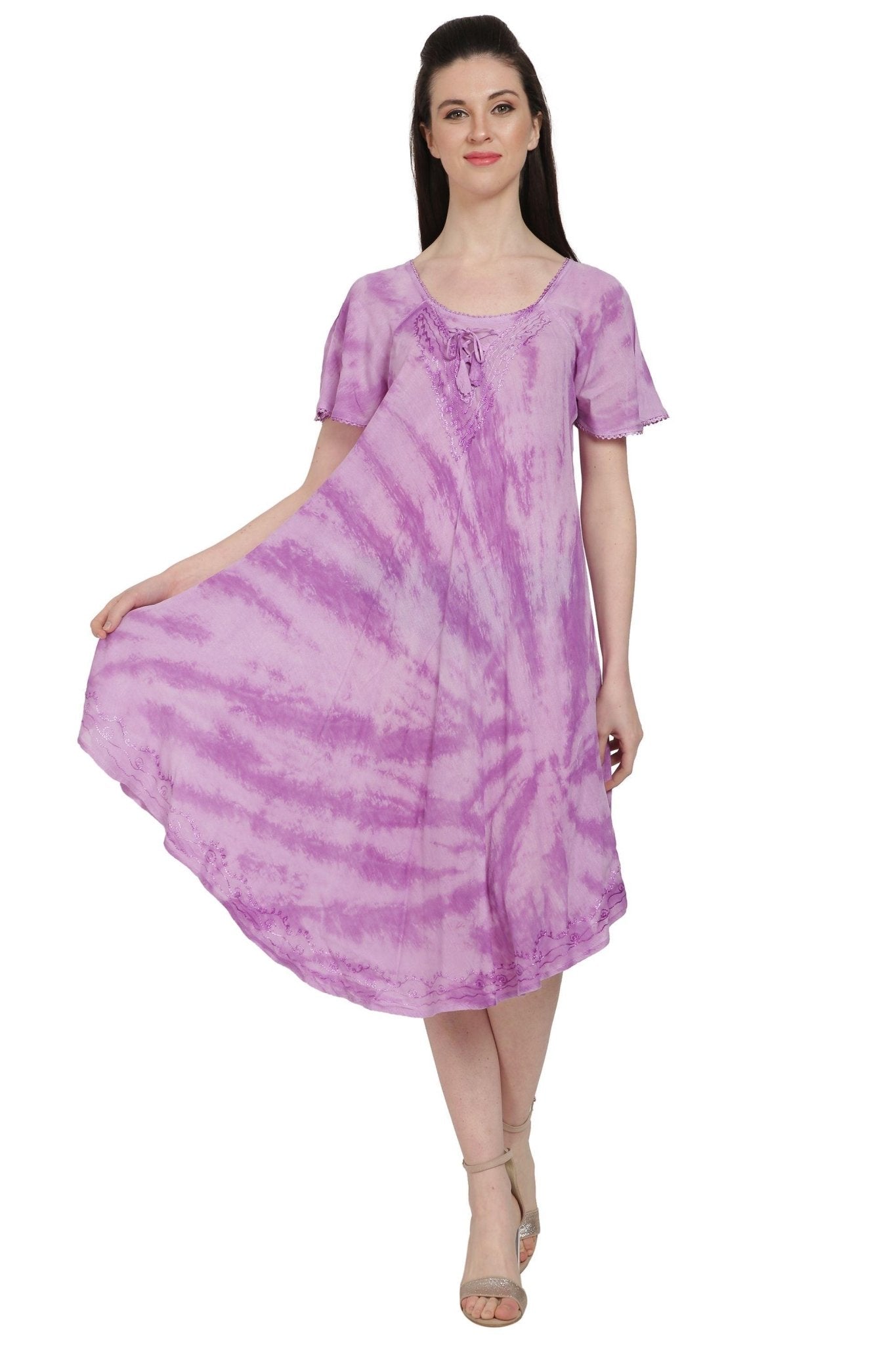 Waikiki Tie Dye Umbrella Dress w/ Sleeves UDS48-2403 - Advance Apparels Inc