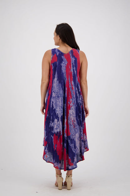 Washed Sleeveless Tie Dye Umbrella Dress 17806 - Advance Apparels Inc