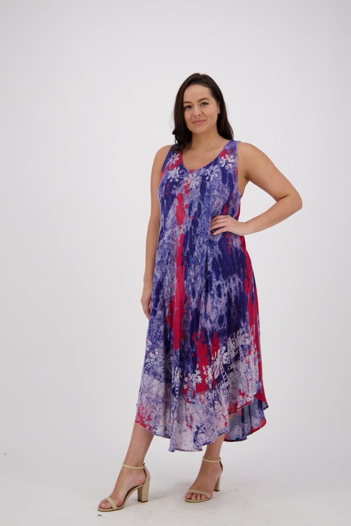 Washed Sleeveless Tie Dye Umbrella Dress 17806 - Advance Apparels Inc