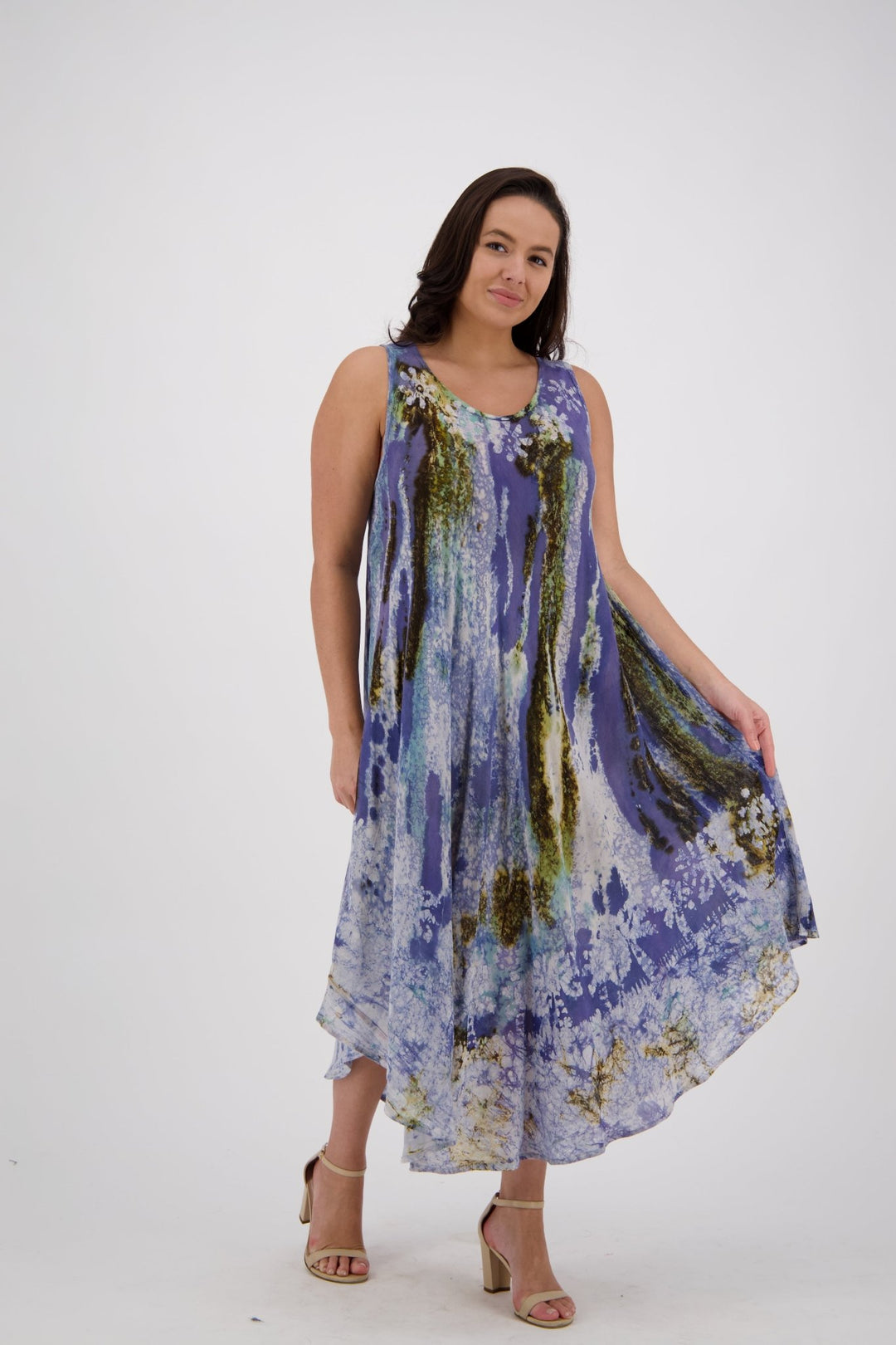 Washed Sleeveless Tie Dye Umbrella Dress 17806 - Advance Apparels Inc