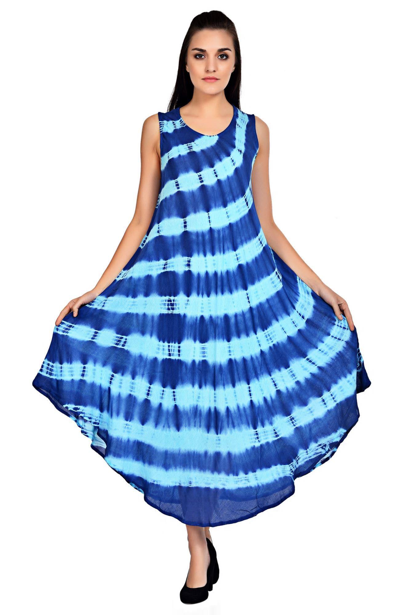 Wavy Striped Tie Dye Dress 19253 - Advance Apparels Inc