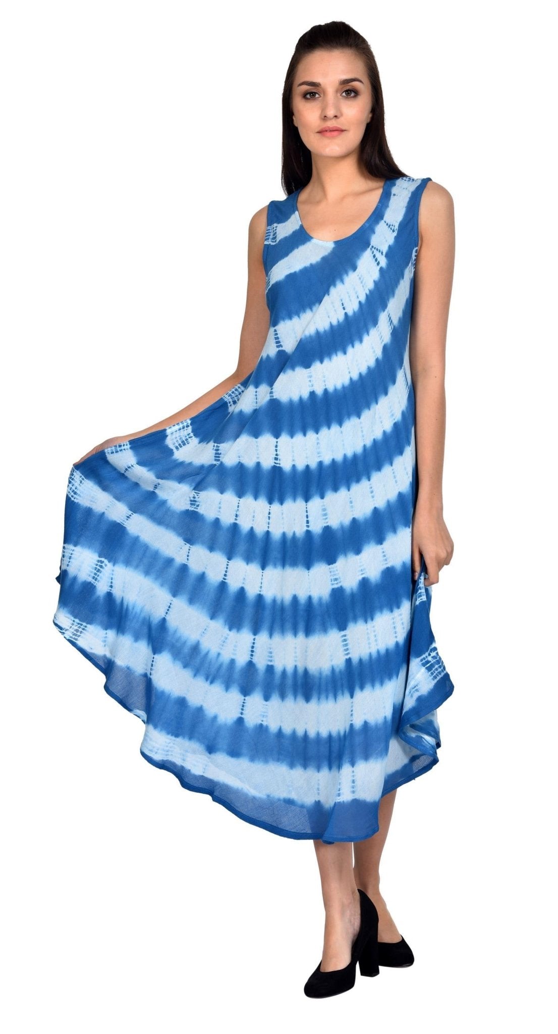 Wavy Striped Tie Dye Dress 19253 - Advance Apparels Inc