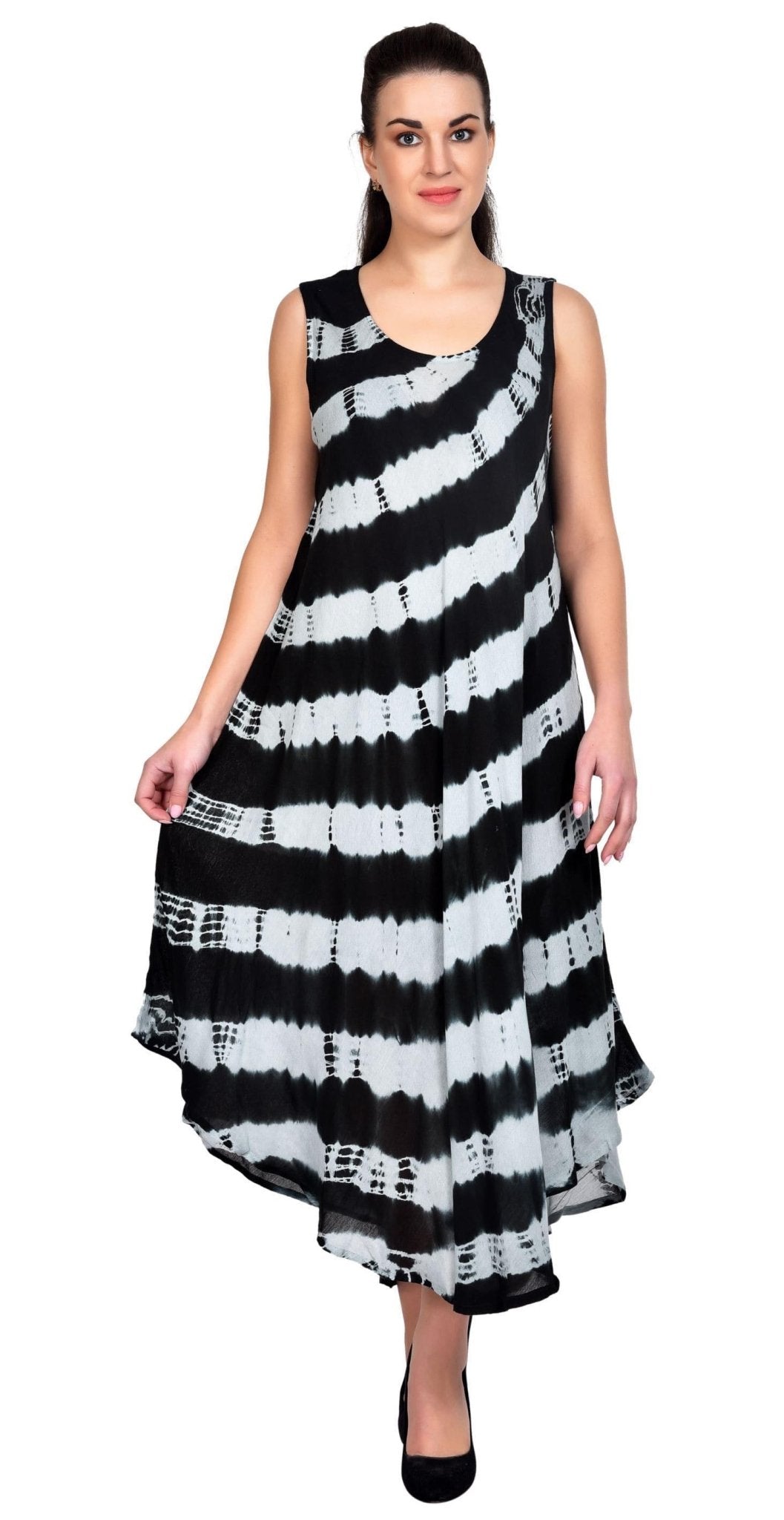 Wavy Striped Tie Dye Dress 19253 - Advance Apparels Inc