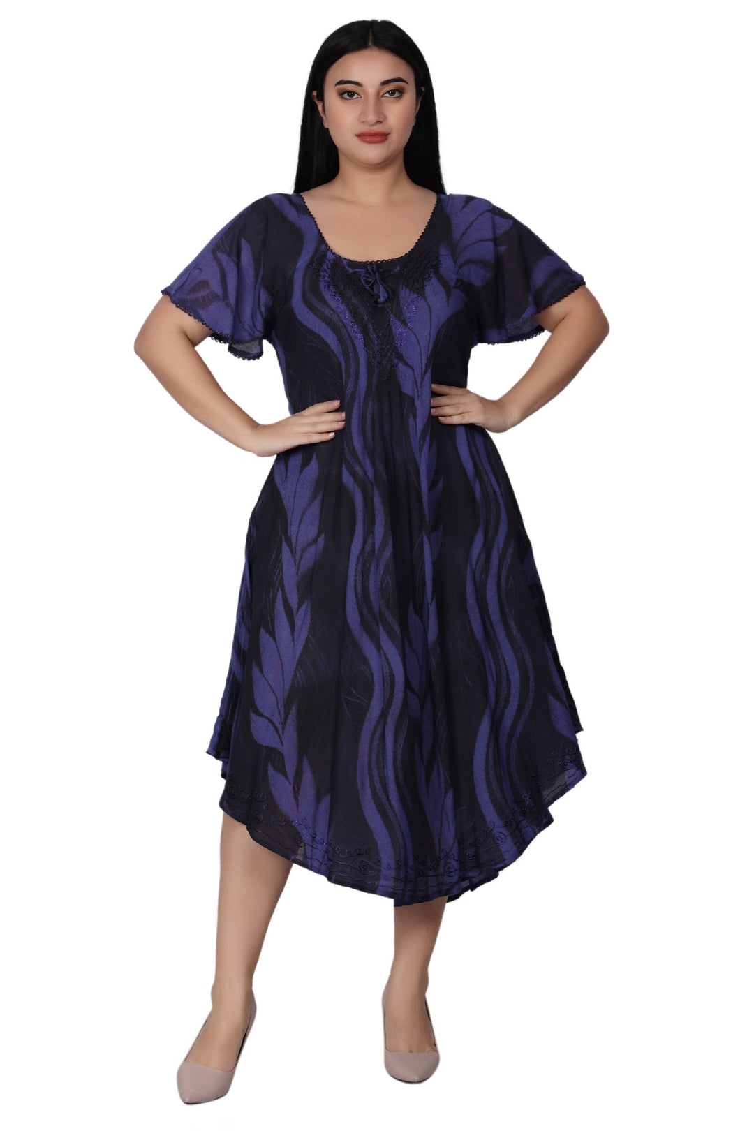 Wavy Tie Dye Dress 482164-SLVD - Advance Apparels Inc