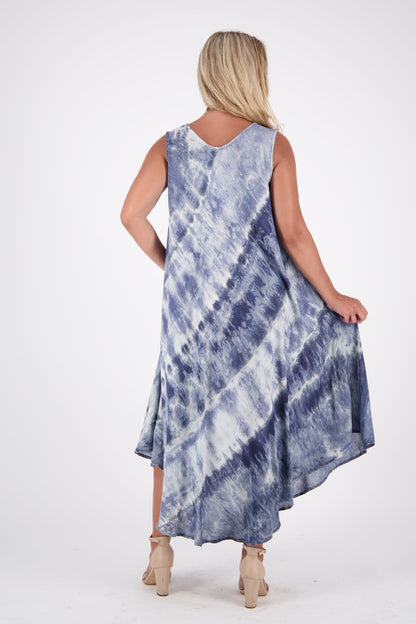 Wide Strap Tie Dye Sleeveless Dress 522184 - Advance Apparels Inc