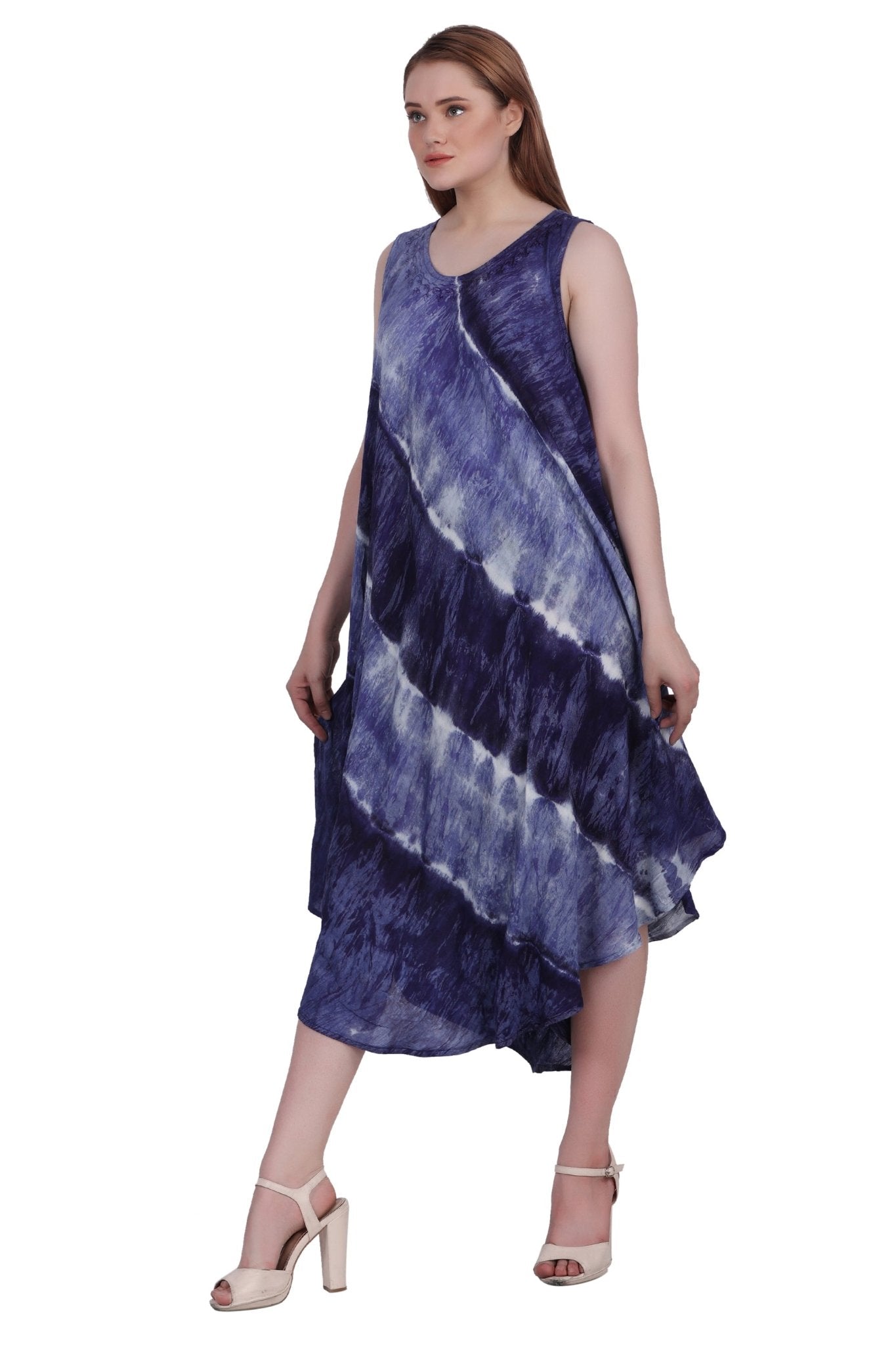 Wide Strap Tie Dye Sleeveless Dress 522184 - Advance Apparels Inc