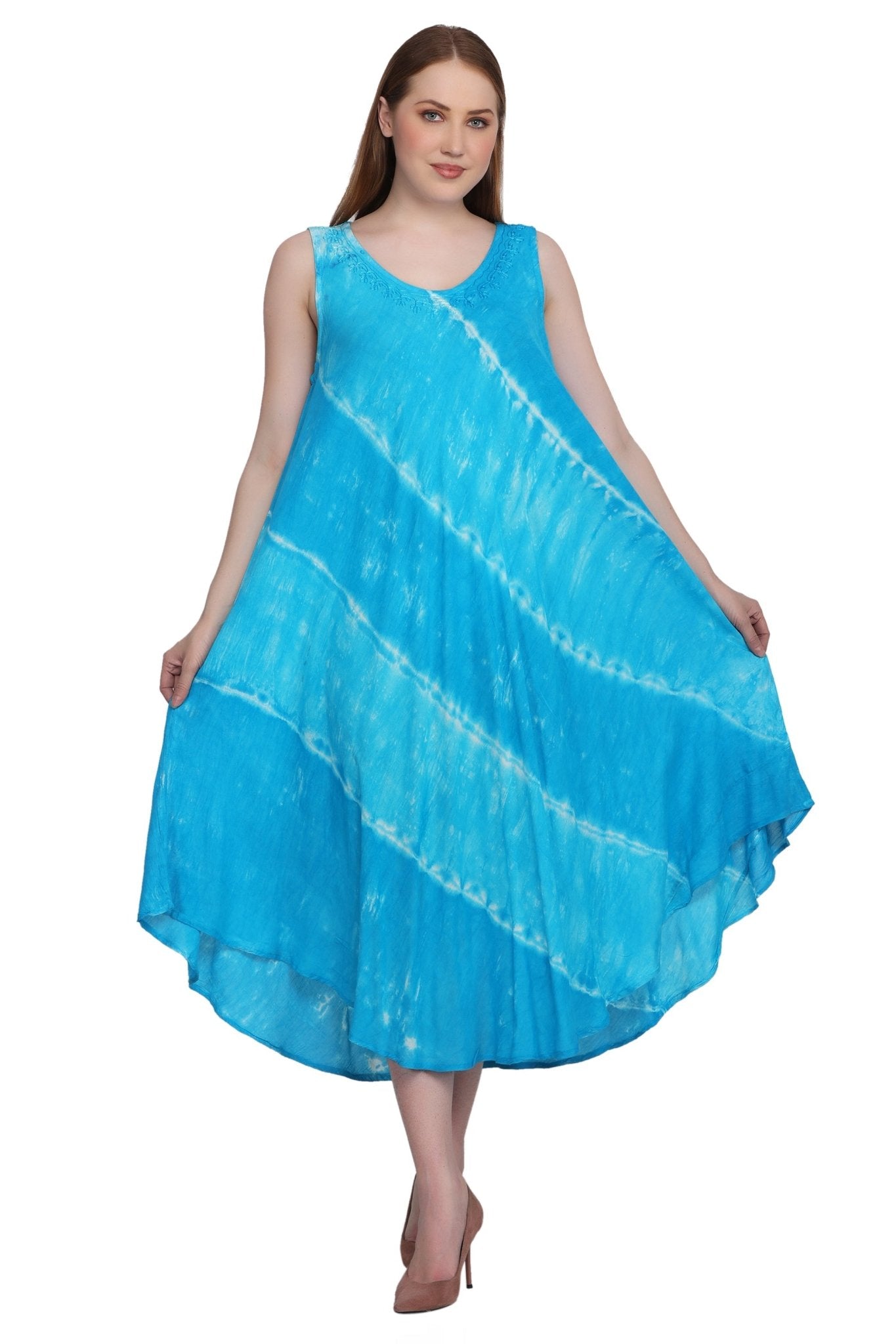 Wide Strap Tie Dye Sleeveless Dress 522184 - Advance Apparels Inc