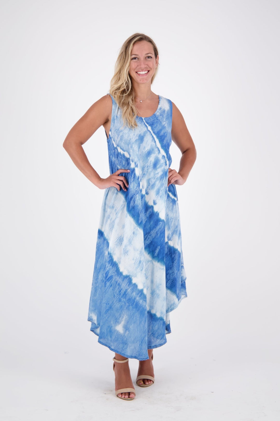 Wide Strap Tie Dye Sleeveless Dress 522184 - Advance Apparels Inc