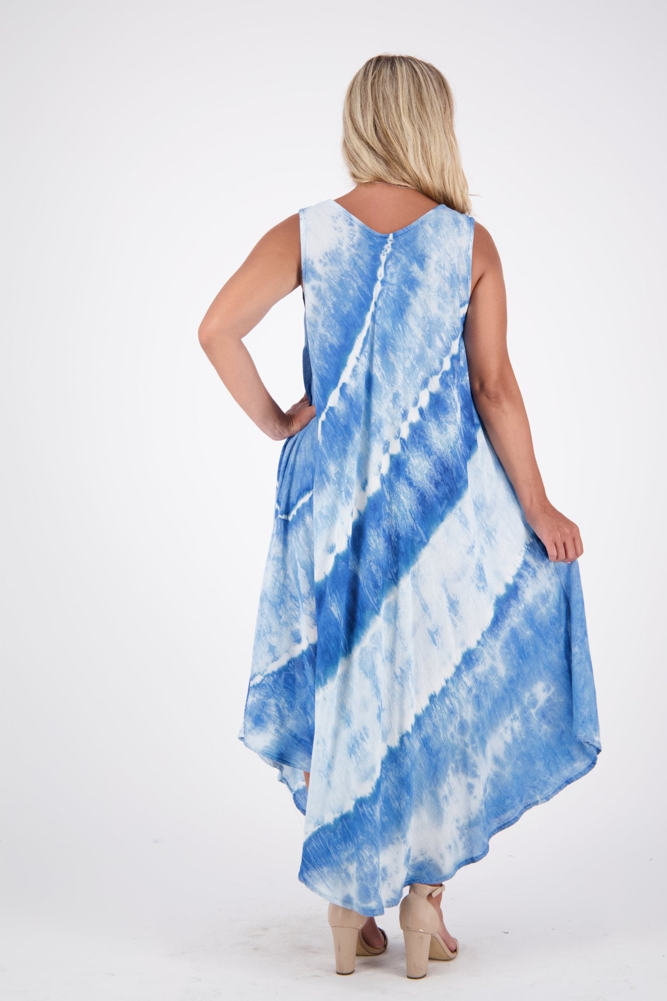 Wide Strap Tie Dye Sleeveless Dress 522184 - Advance Apparels Inc