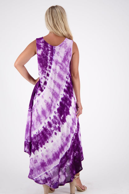 Wide Strap Tie Dye Sleeveless Dress 522184 - Advance Apparels Inc