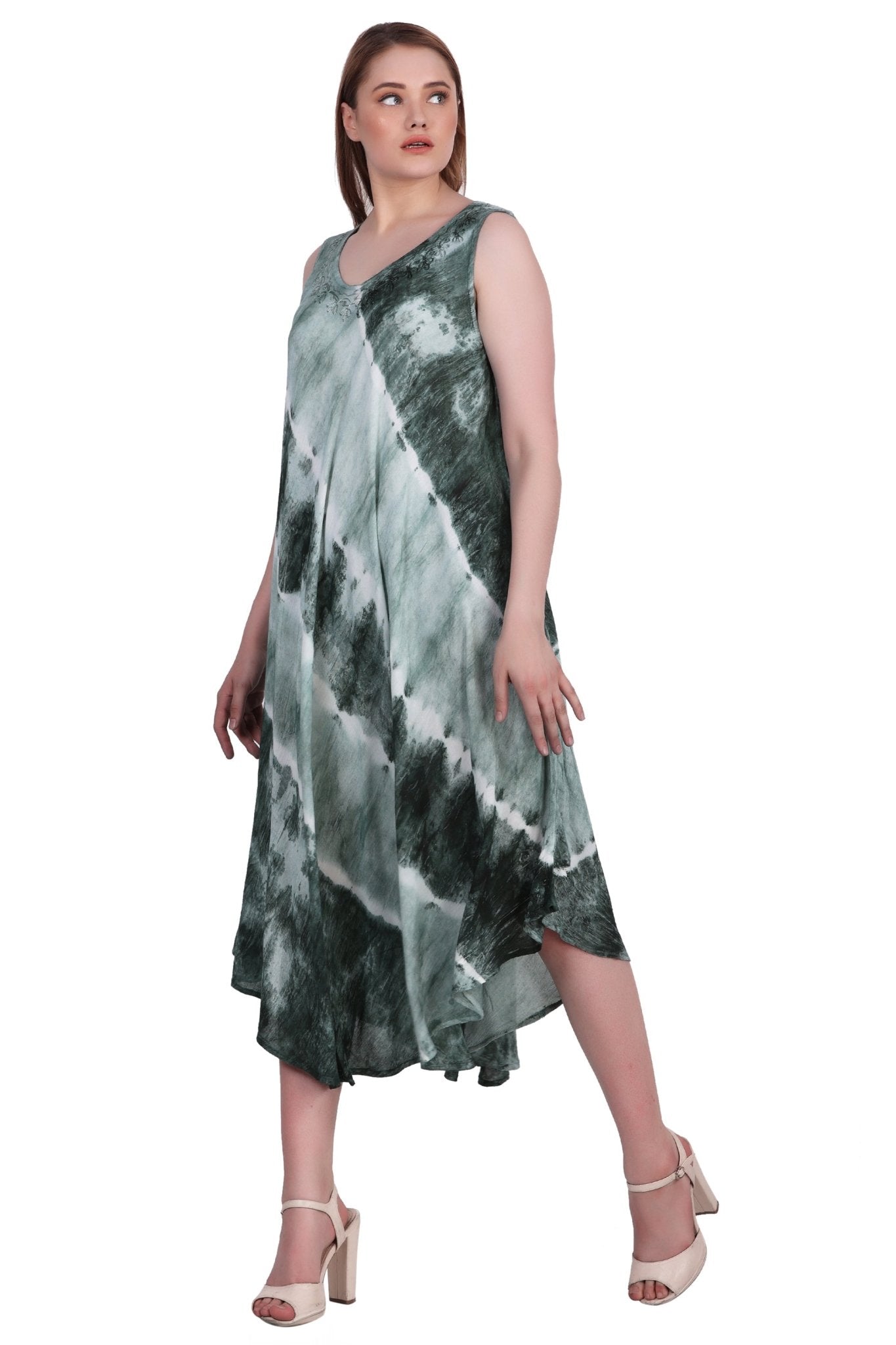 Wide Strap Tie Dye Sleeveless Dress 522184 - Advance Apparels Inc