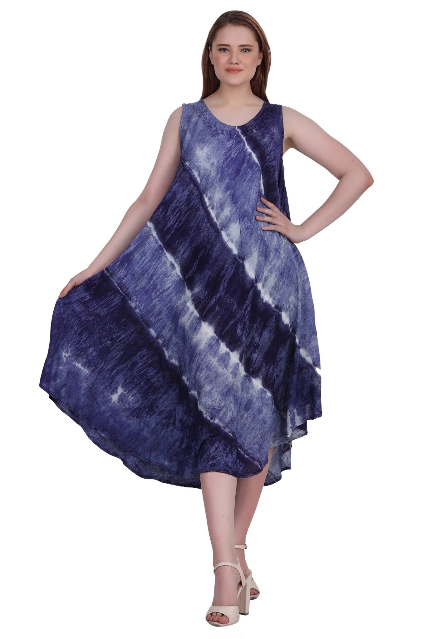 Wide Strap Tie Dye Sleeveless Dress 522184 - Advance Apparels Inc