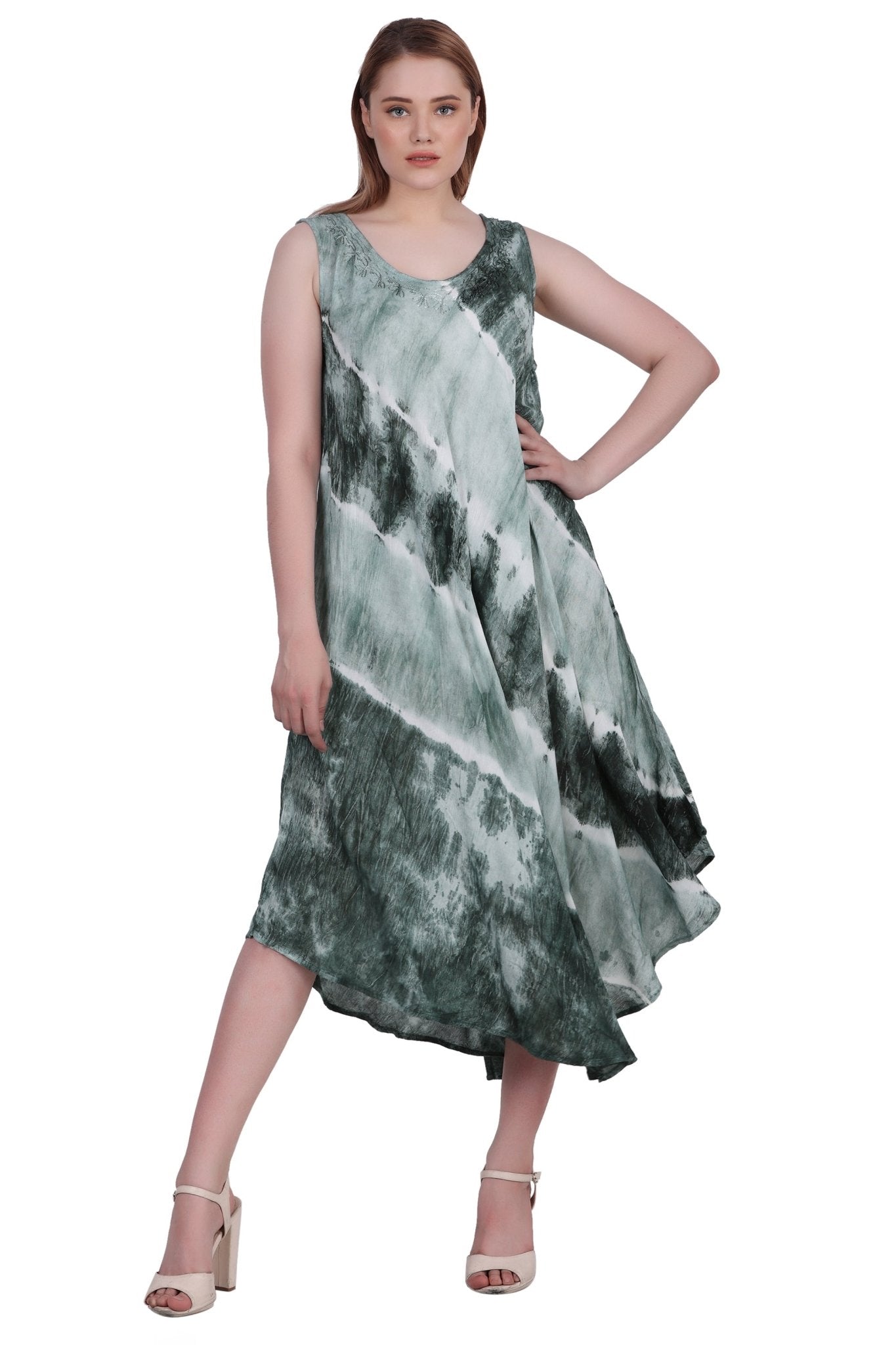 Wide Strap Tie Dye Sleeveless Dress 522184 - Advance Apparels Inc