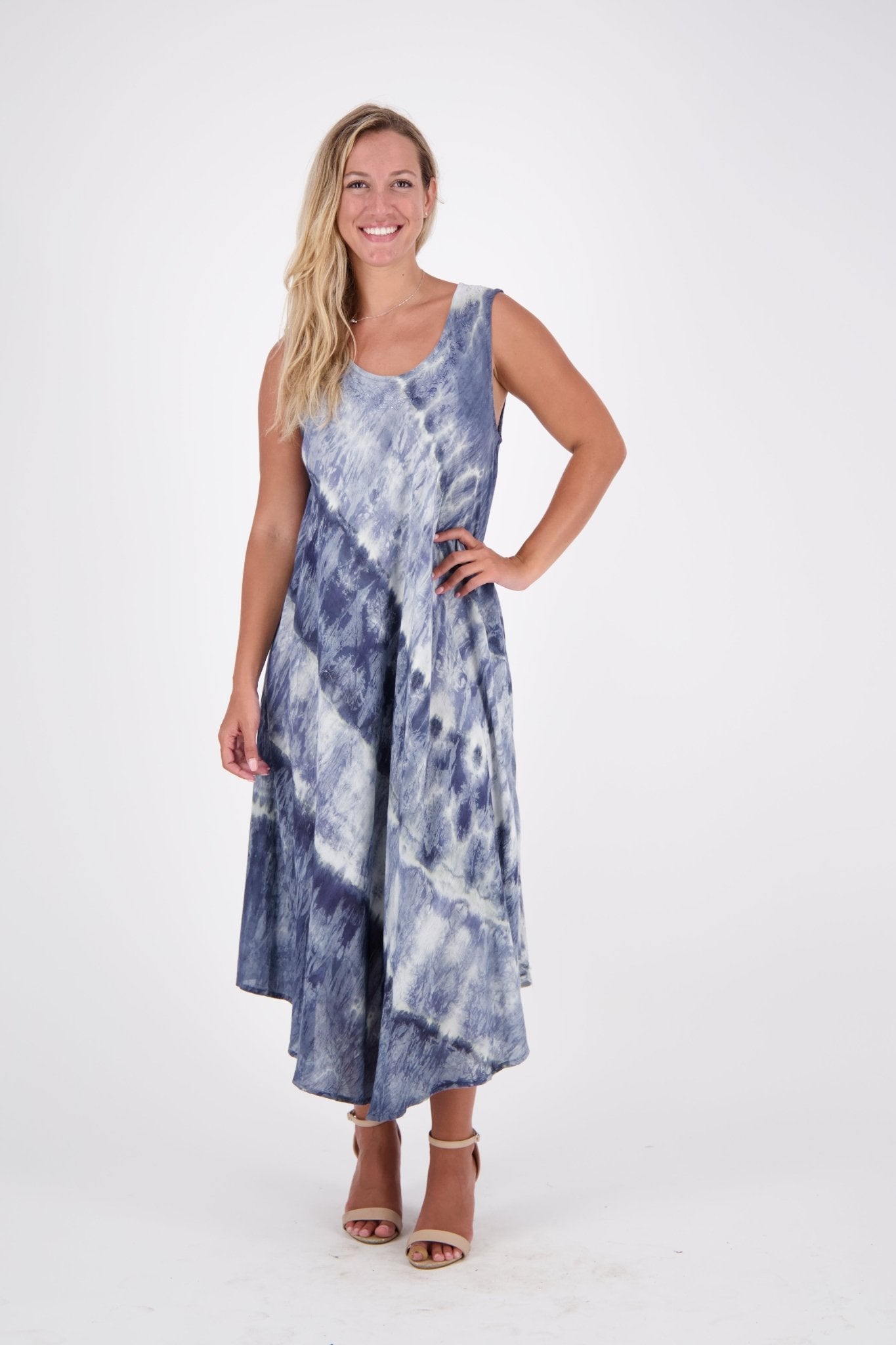 Wide Strap Tie Dye Sleeveless Dress 522184 - Advance Apparels Inc