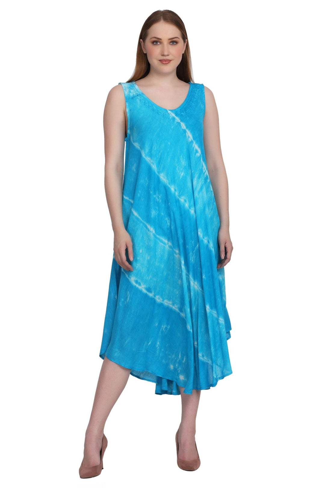 Wide Strap Tie Dye Sleeveless Dress 522184 - Advance Apparels Inc