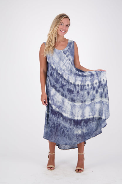 Wide Strap Tie Dye Sleeveless Dress 522184 - Advance Apparels Inc