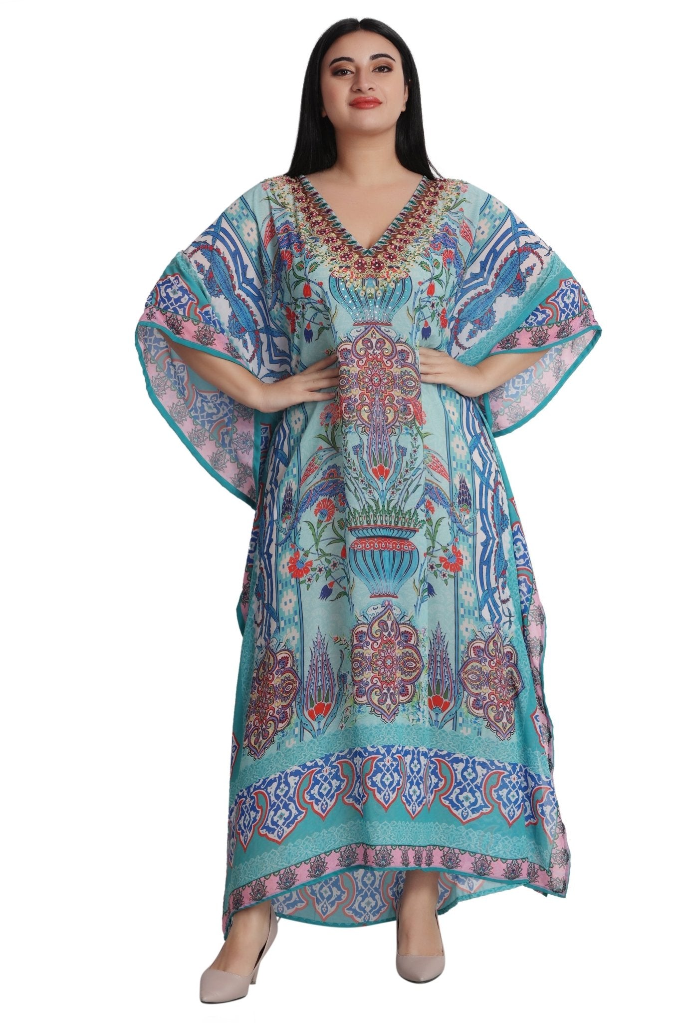 Womens Maxi Kaftan Cover Up PD-9521 - Advance Apparels Inc