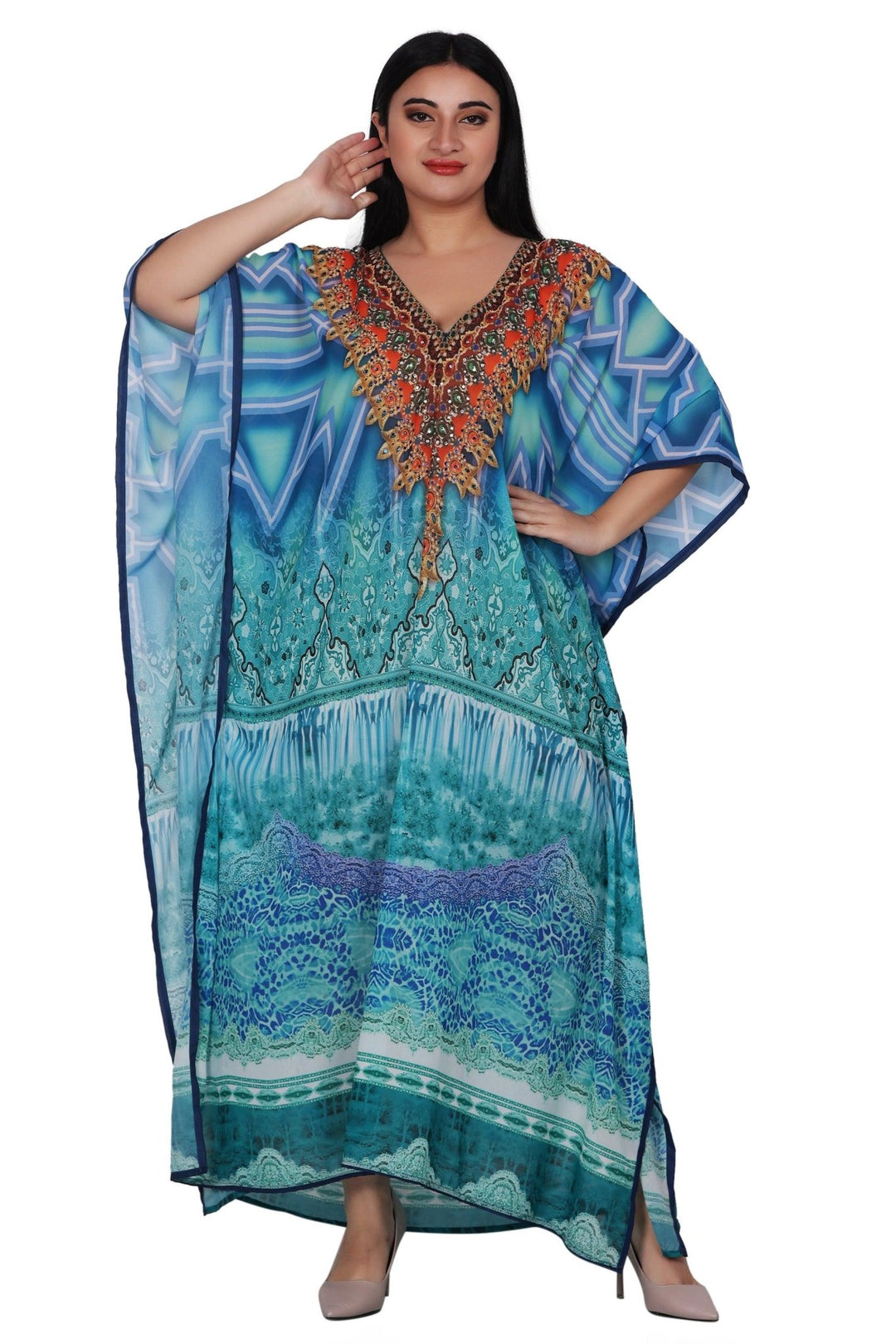 Womens Maxi Kaftan Cover Up PD9524 - Advance Apparels Inc