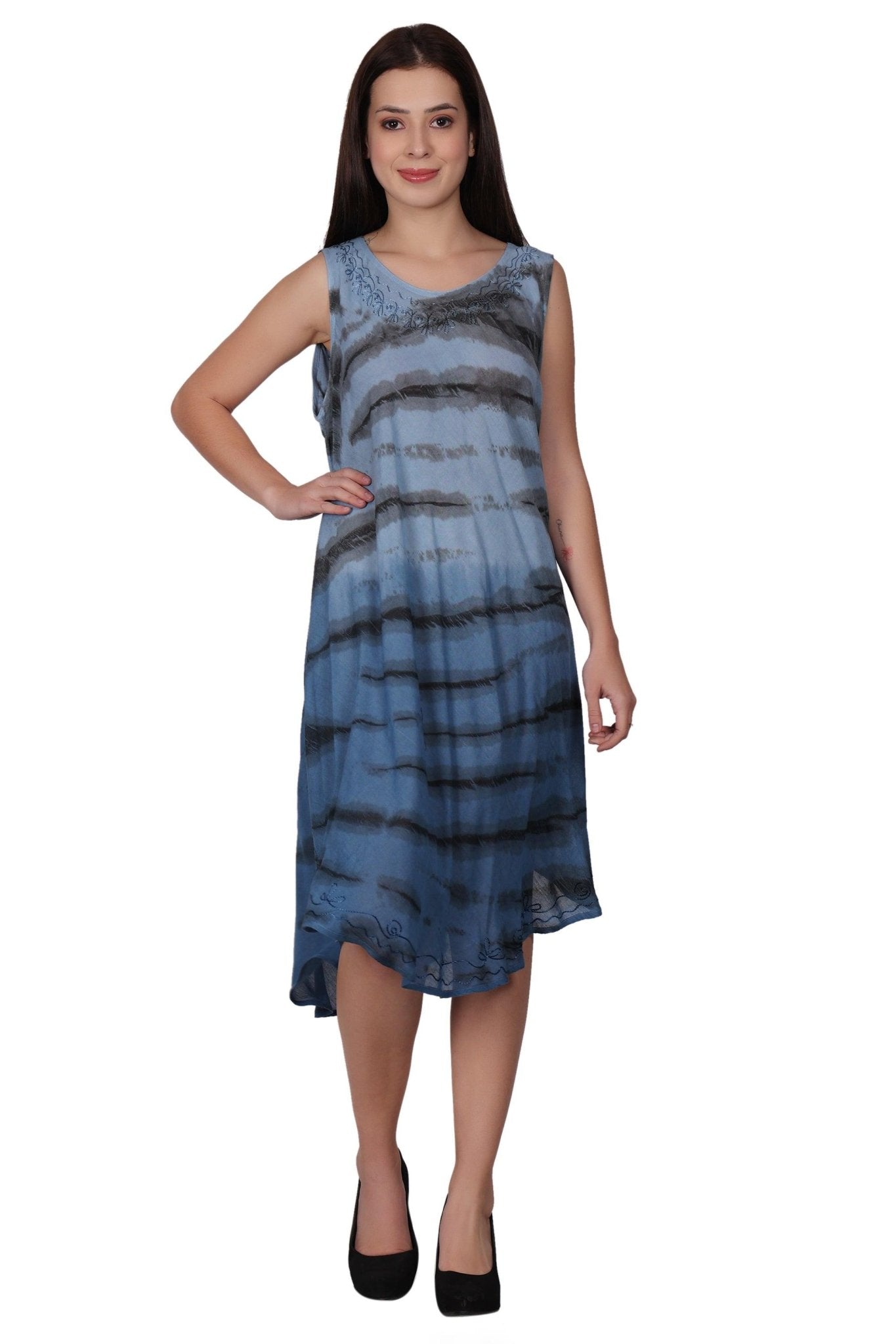 Zebra Stripe Tie Dye Beach Dress 482158 - Advance Apparels Inc