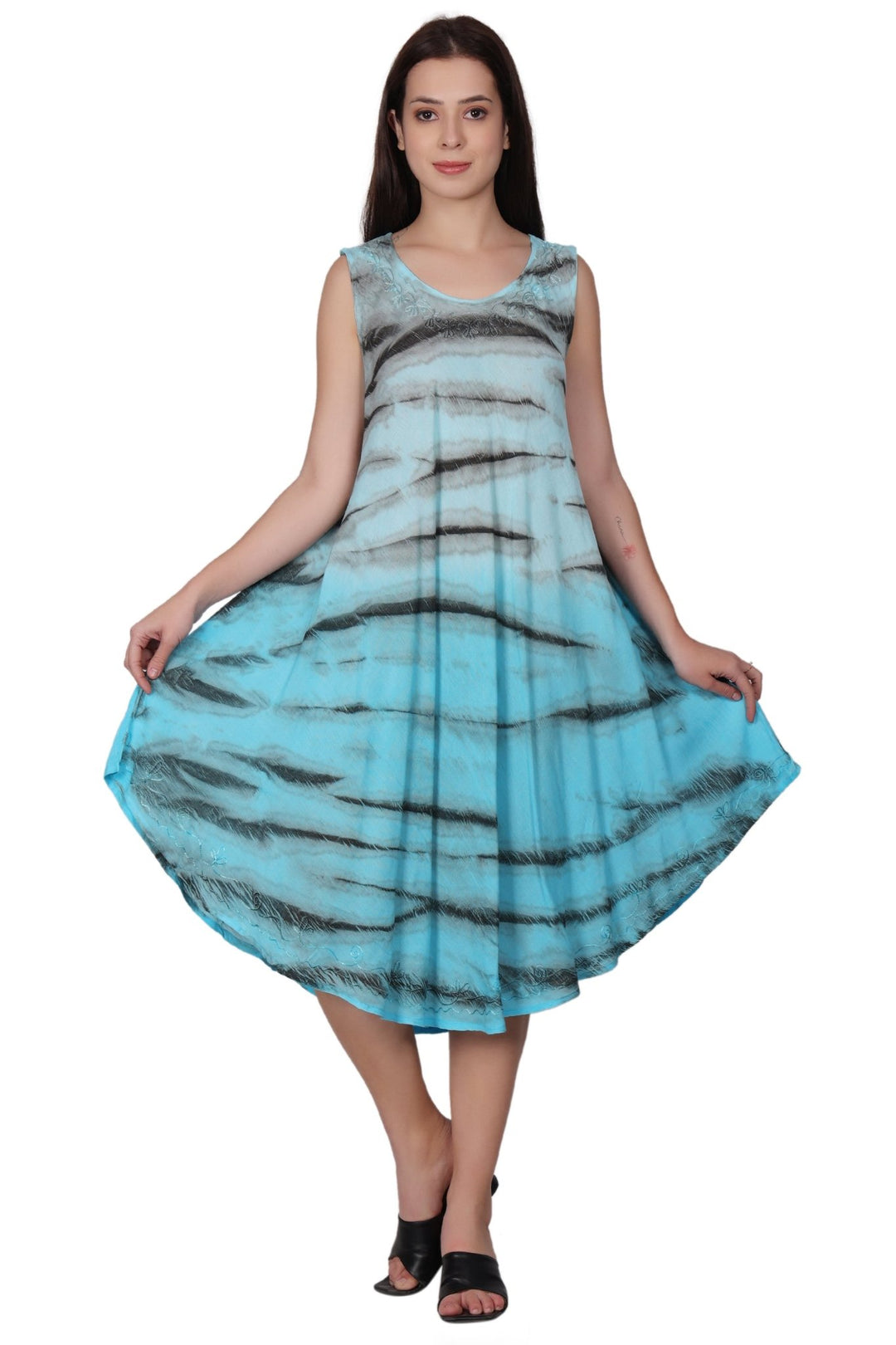 Zebra Stripe Tie Dye Beach Dress 482158 - Advance Apparels Inc