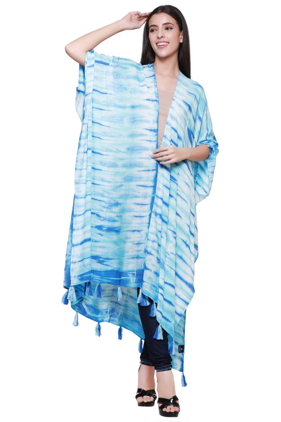 Zebra Tie Dye Beach Cover Up Kimono 22031 - Advance Apparels Inc