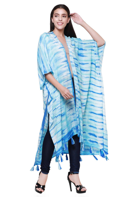 Zebra Tie Dye Beach Cover Up Kimono 22031 - Advance Apparels Inc