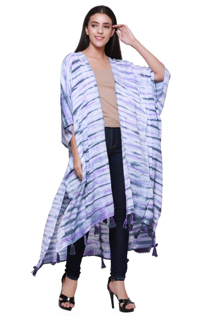 Zebra Tie Dye Beach Cover Up Kimono 22031 - Advance Apparels Inc