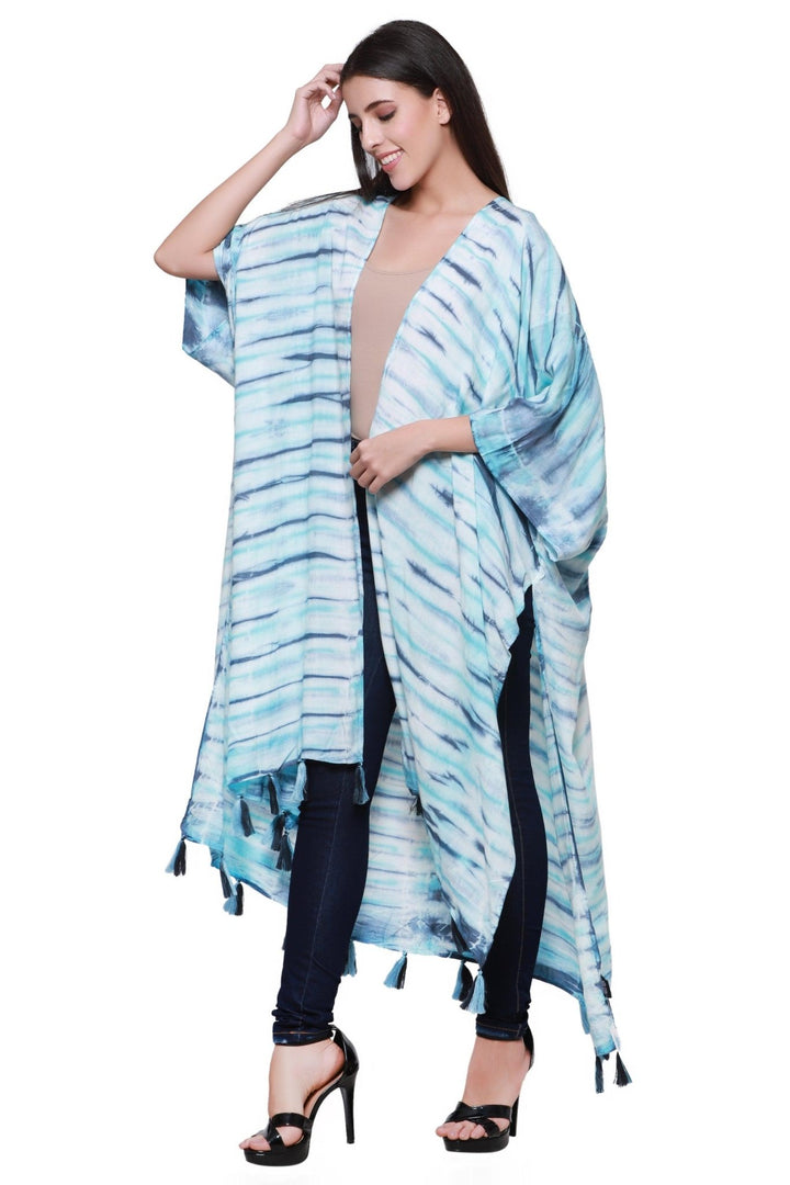 Zebra Tie Dye Beach Cover Up Kimono 22031 - Advance Apparels Inc