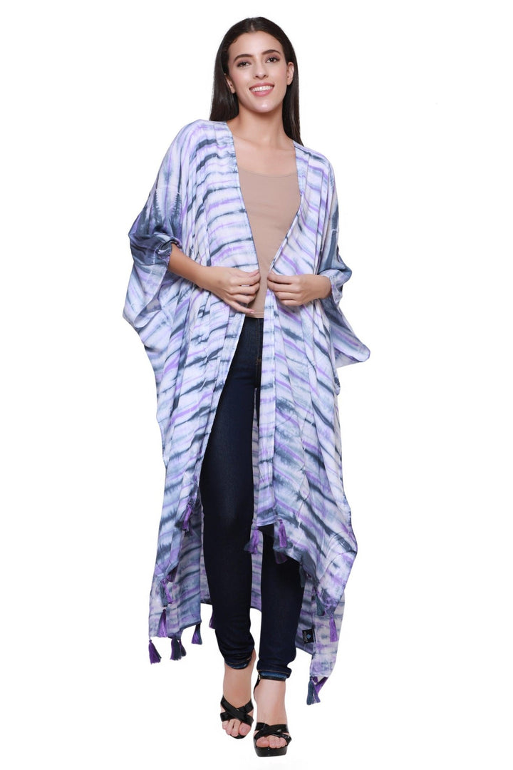 Zebra Tie Dye Beach Cover Up Kimono 22031 - Advance Apparels Inc