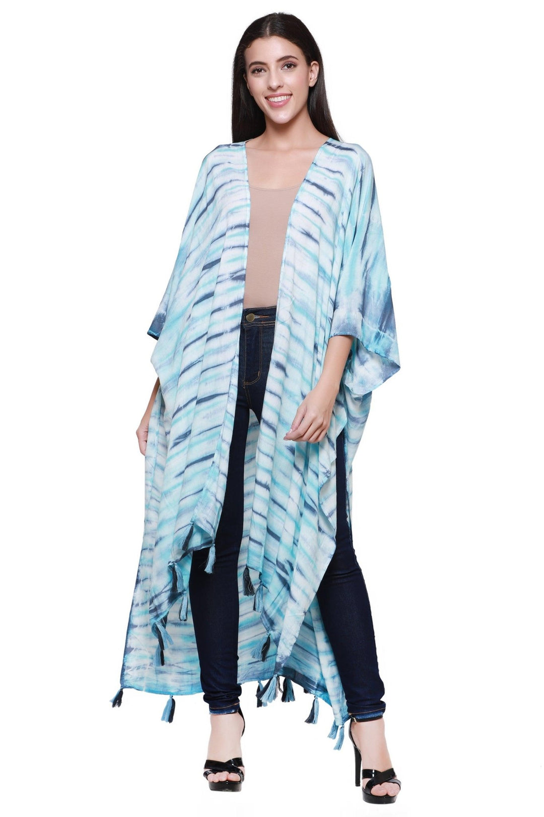 Zebra Tie Dye Beach Cover Up Kimono 22031 - Advance Apparels Inc