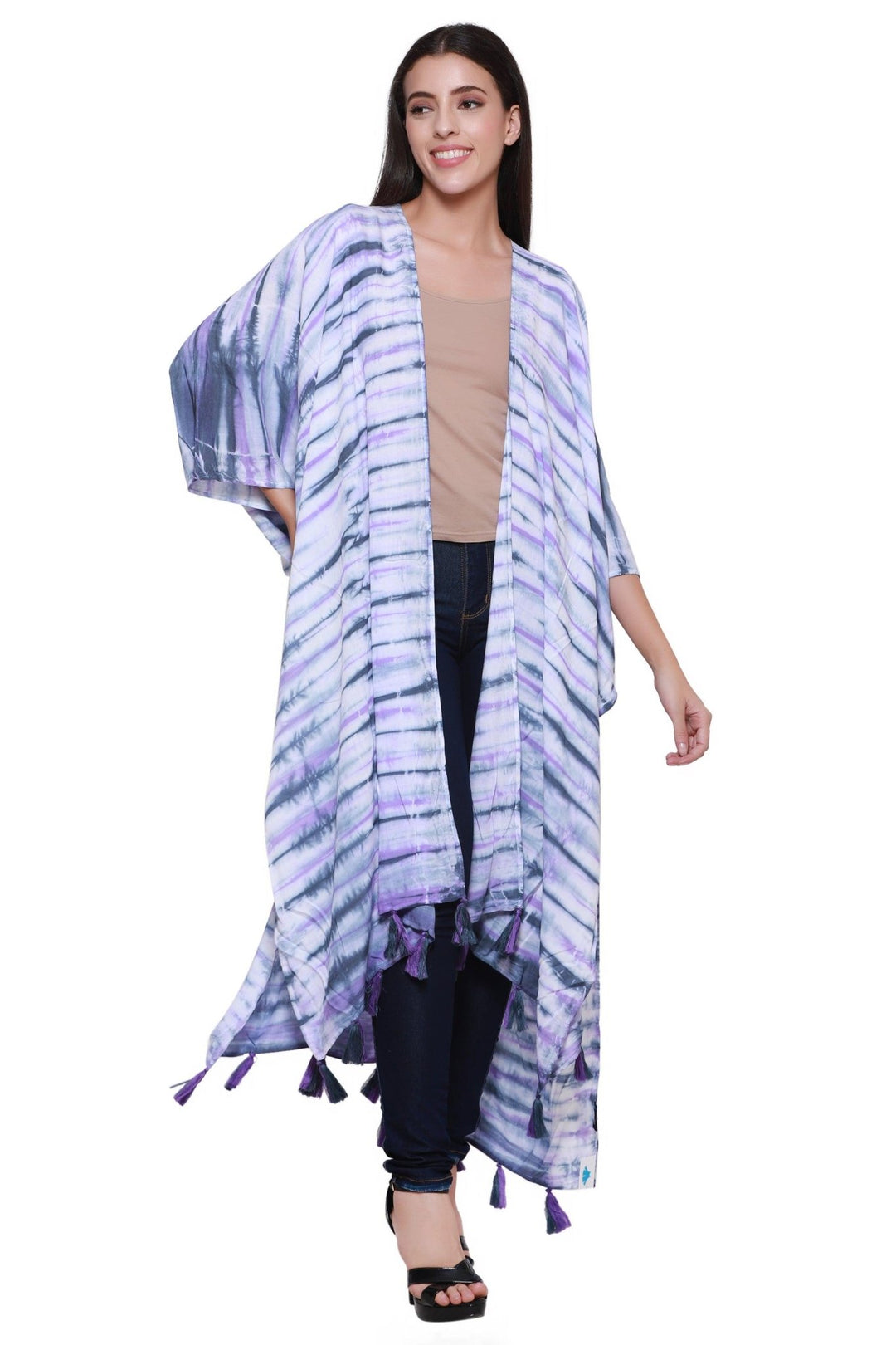 Zebra Tie Dye Beach Cover Up Kimono 22031 - Advance Apparels Inc